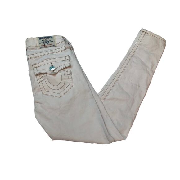 True Religion Women’s Flap Skinny Legging Cream 25 *FLAW* - Picture 1 of 11